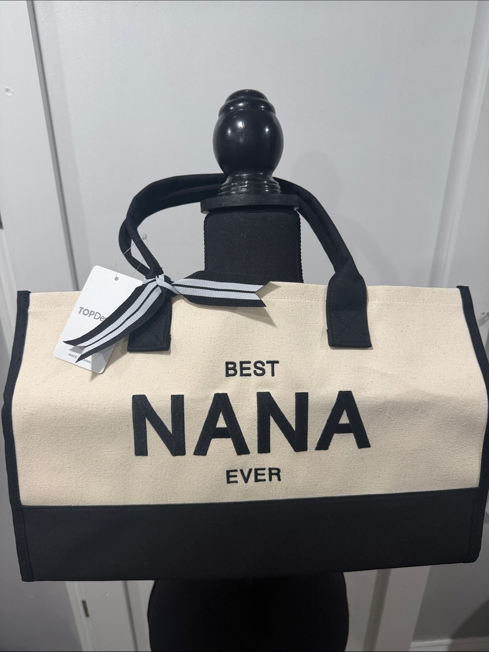Best Nana Ever Two-Tone Canvas Tote Bag - Black & Cream